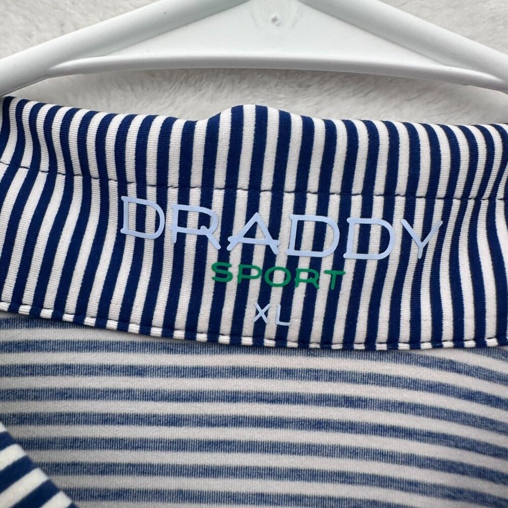 B Draddy Polo Shirt Mens XL Blue Stiped Golf Performance Sports Athletic SPDR - Picture 3 of 8